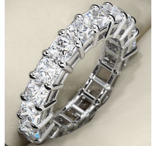  3.74 ct Princess cut Diamond Eternity Wedding Band, 0.17 ct each 