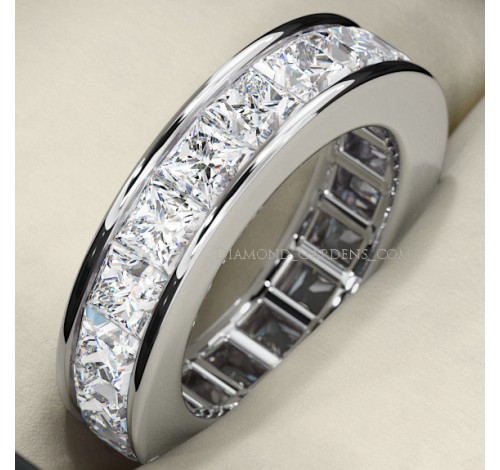  5.13 ct Princess cut Diamond Eternity Band Channel, 0.27 ct each 