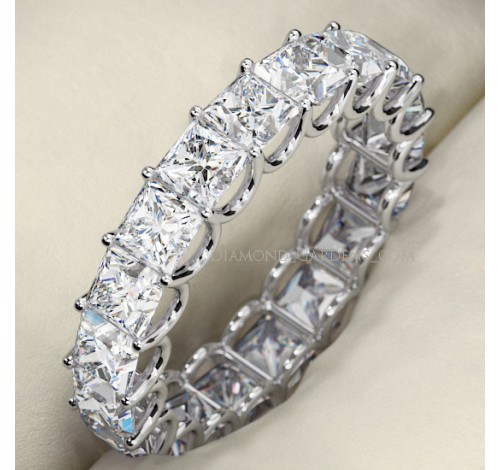  3.74 ct Princess cut Diamond Eternity U Band, 0.17 ct each 