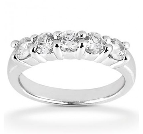  5 Round Cut Diamond Anniversary Ring, 0.20 ct Each, 1.00 tcw 