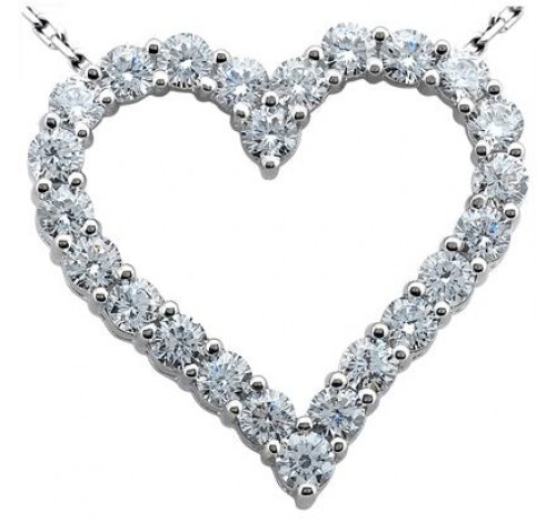 Heart Shape Round Diamond Pendant,  0.20 ct Each,  4.00 tcw