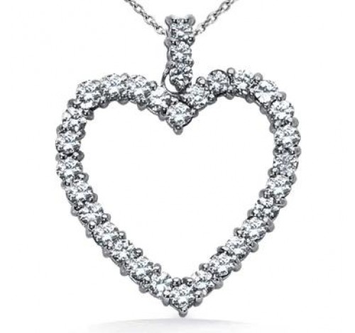 Heart Shape Diamond Pendant,  0.20 ct Each,  3.38 tcw