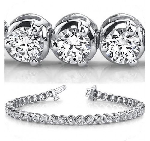  4.80 ct Round cut Diamond Tennis Bracelet, 3 Prong, 0.10 ct each 