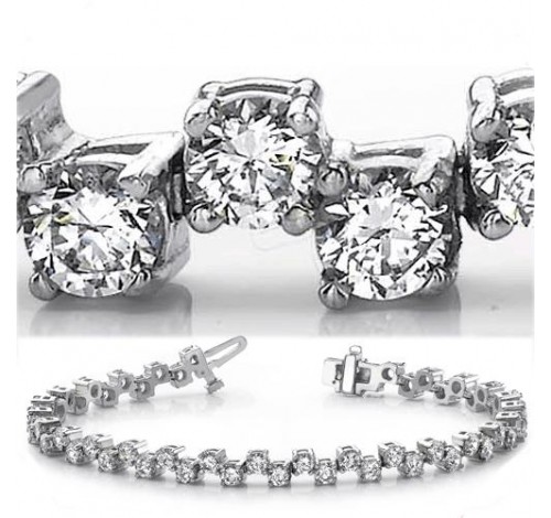  5 ct Round cut Diamond Tennis Bracelet, 0.07 ct each, Prong Set 