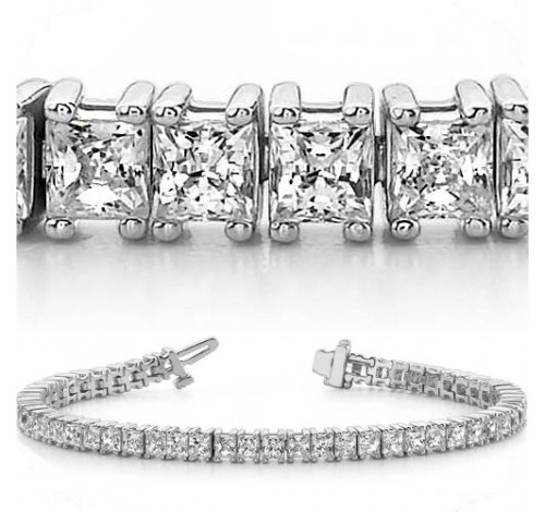  13.44 ct Princess cut Diamond Tennis Bracelet, 0.28 ct each 