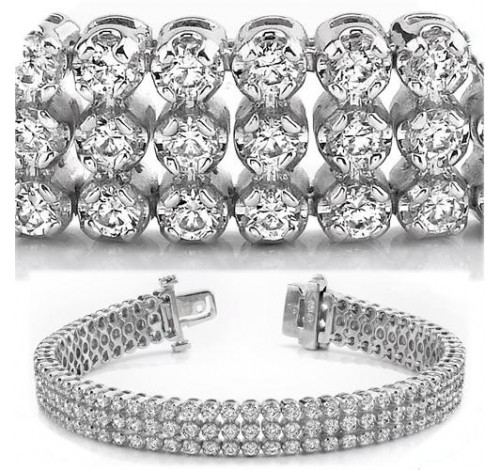  6.34 ct Round cut Diamond Tennis Bracelet, 3 Row, 0.03 ct each 