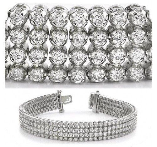  8.82 ct Round cut Diamond Tennis Bracelet, 4 Row, 0.03 ct each 