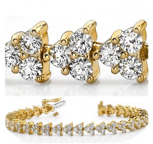  8 ct Round cut Diamond 14k Gold Bracelet, 0.09 ct each 