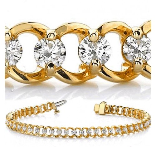  3.06 ct Round cut Diamond 14k Gold Bracelet, 0.09 ct each 