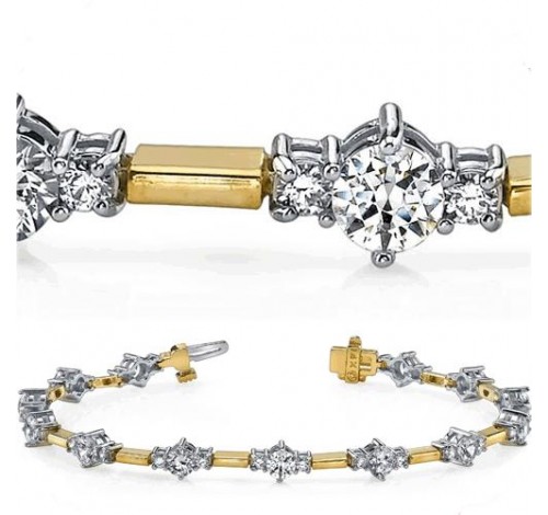 4 ct Round cut Diamond Two Tone Gold Bracelet 