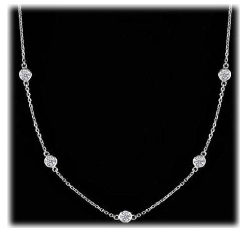 Round Diamond By The Yard Chain Necklace,  7 x 0.10 ct each