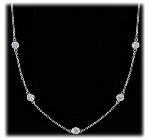 Round Diamond By The Yard Chain Necklace,  7 x 0.25 ct each