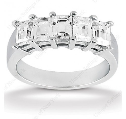 5 Emerald Cut Diamond Anniversary Ring,  0.25 ct Each,  1.25 tcw