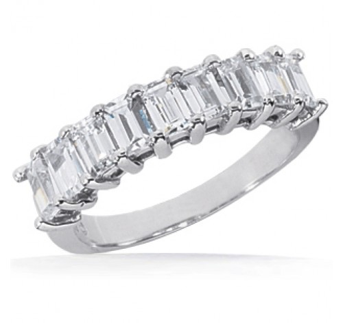 9 Emerald Cut Diamond Anniversary Ring,  0.20 ct Each,  1.80 tcw