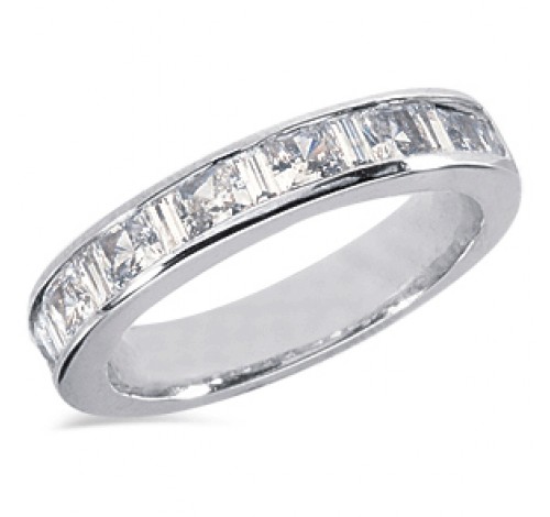 1.10 ct Princess & Baguette cut Diamond Channel Anniversary Ring