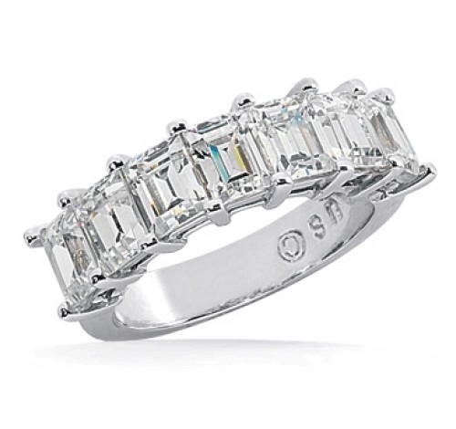 7 Emerald Cut Diamond Anniversary Ring,  0.25 ct Each,  1.75 tcw