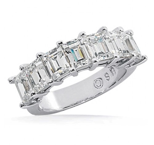 7 Emerald Cut Diamond Anniversary Ring,  0.31 ct Each,  2.10 tcw