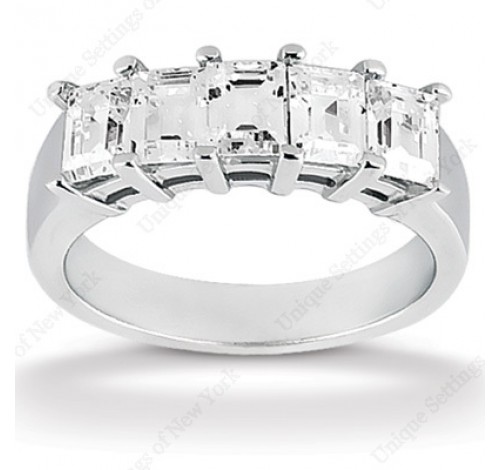 5 Emerald Cut Diamond Anniversary Ring,  0.31 ct Each,  1.55 tcw