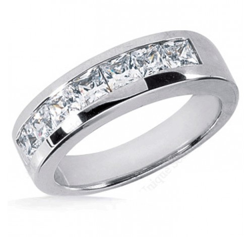 7 Princess Cut Diamond Anniversary Ring,  0.27 ct Each,  1.90 tcw