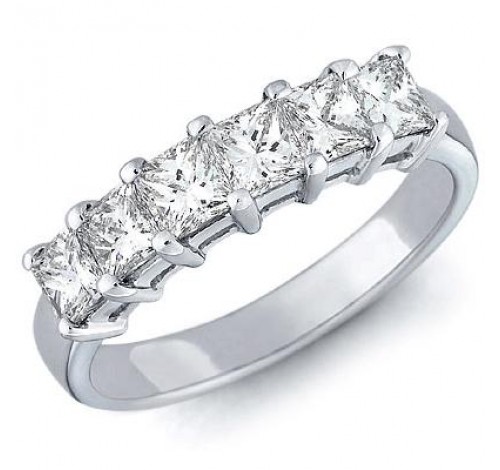 6 Princess Cut Diamond Anniversary Ring,  0.40 ct Each,  2.40 tcw