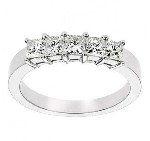 5 Princess Cut Diamond Anniversary Ring,  0.30 ct Each,  1.50 tcw