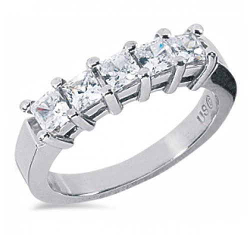 5 Radiant Cut Diamond Anniversary Ring,  0.25 ct each,  1.25 tcw