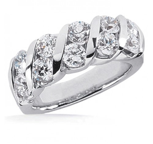 10 Round Cut Diamond Anniversary Ring,  0.25 ct Each,  2.50 tcw