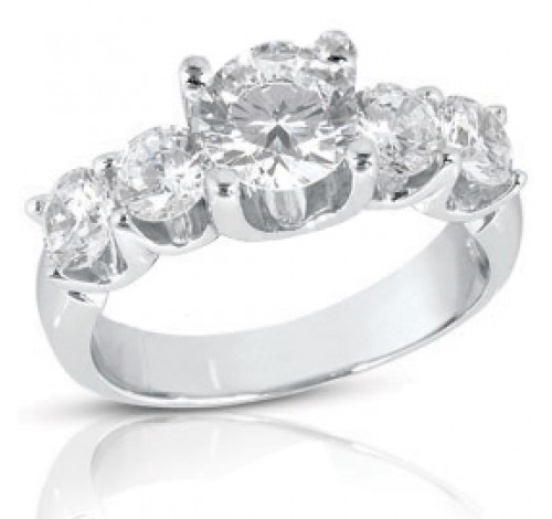 5 Round Cut Diamond Anniversary Ring,  1.00 ct center,  2.75 tcw