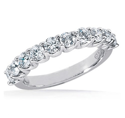 10 Round Cut Diamond Anniversary Ring,  0.10 ct Each,  1.00 tcw