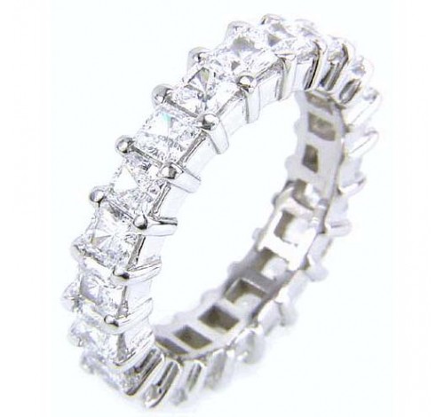  5.13 ct Princess cut Diamond Eternity Wedding Band, 0.27 ct each 