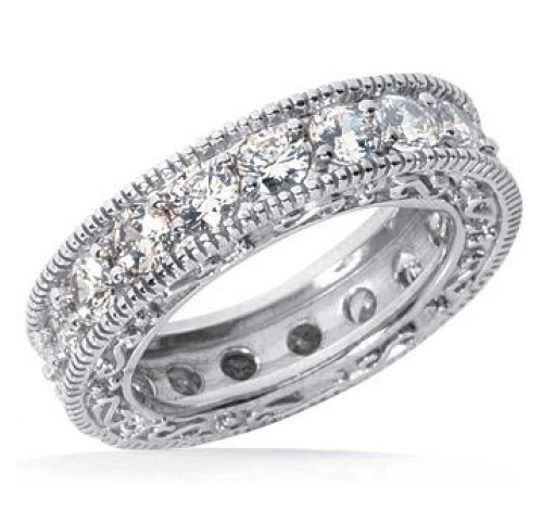  2.70 ct Round cut Diamond Eternity Band, Antique Style, 0.10 ct 