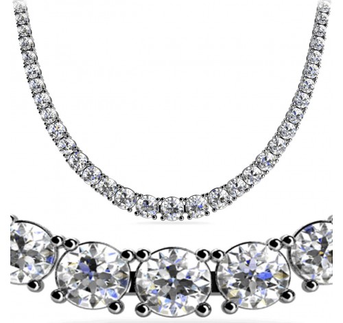  15 ct Round Diamond Graduated Tennis Necklace, 4 Prong, 16 Inch 