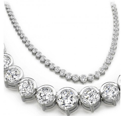 8 ct Round Diamond Graduated Tennis Necklace Half Bezel 16 Inch 