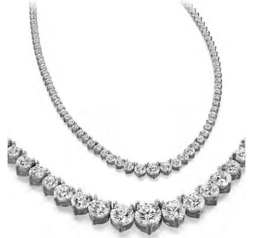  15 ct Round Diamond Graduated Tennis Necklace, 3 Prong, 16 Inch 