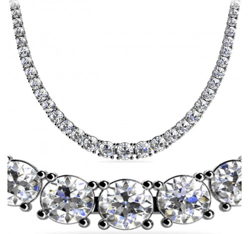  7 ct Round Diamond Graduated Tennis Necklace, 4 Prong, 16 Inch 