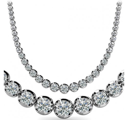  11 ct Round Diamond Graduated Tennis Necklace, 4 Prong, 16 Inch 