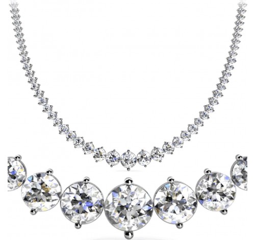  10 ct Round Diamond Graduated Tennis Necklace 2 Prong, 16 Inch 