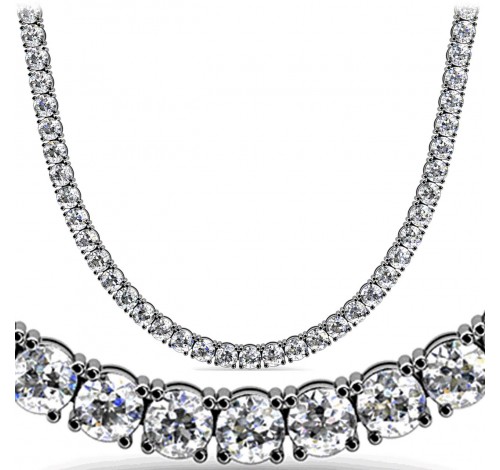  13.50 ct Round Diamond Tennis Necklace 4 Prong, 16 Inch 