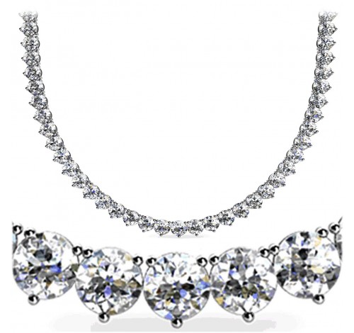  19 ct Round Diamond Tennis Necklace, 3 Prong, 16 Inch 