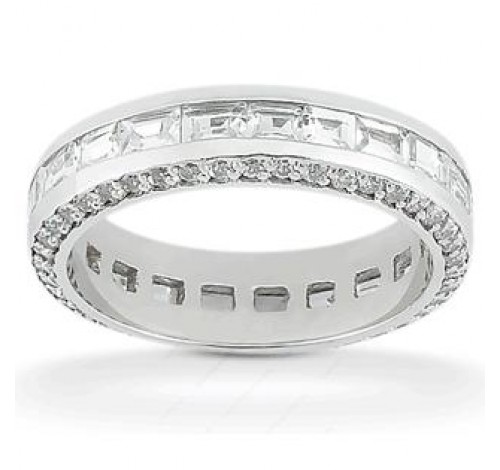  2.71 ct Round cut & Baguette Diamond Eternity Band, Channel 