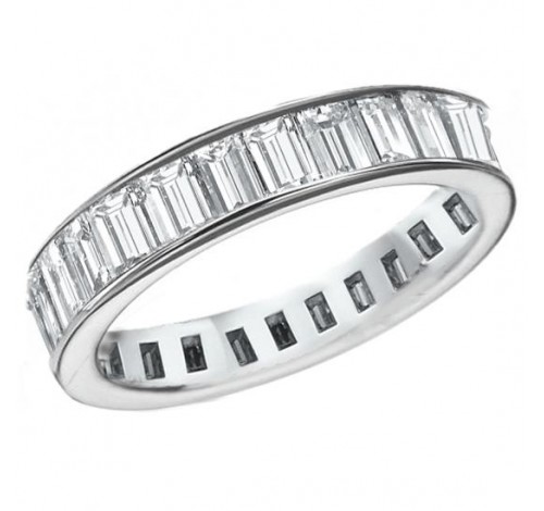 6.12 ct Straight Baguette Cut Diamond Eternity Band,  Channel