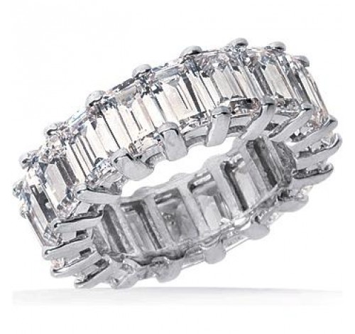  9.00 ct Emerald cut Diamond Eternity Wedding Band, 0.50 ct each, 