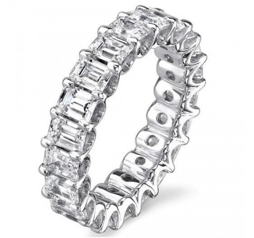  5.50 ct Emerald cut Diamond Eternity Wedding Band, 0.25 ct each, 