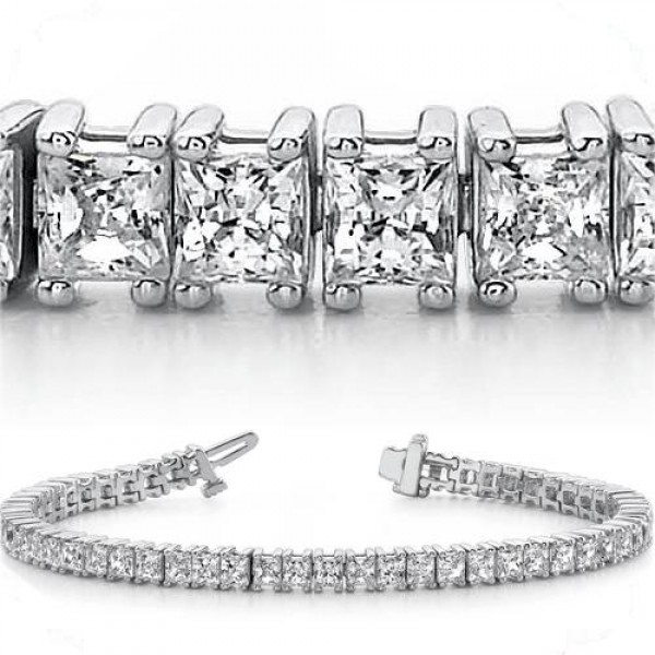 7.26 ct Princess cut Diamond Tennis Bracelet 0.11 ct each Classic Diamond Tennis Bracelets Bracelets