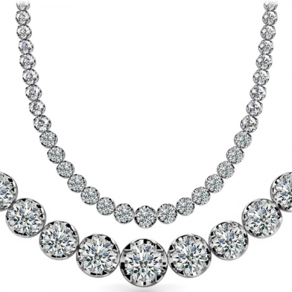 9 ct Round Diamond Graduated Tennis Necklace 4 Prong 16 Inch Necklaces