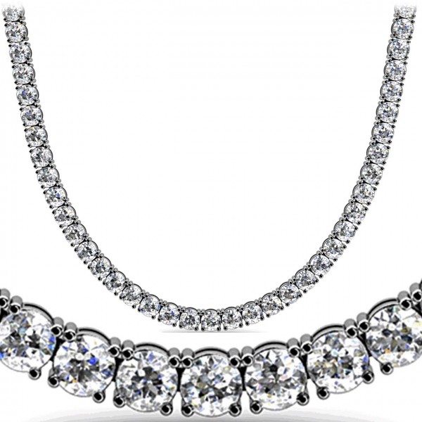 13.50 ct Round Diamond Tennis Necklace 4 Prong, 16 Inch - Necklaces