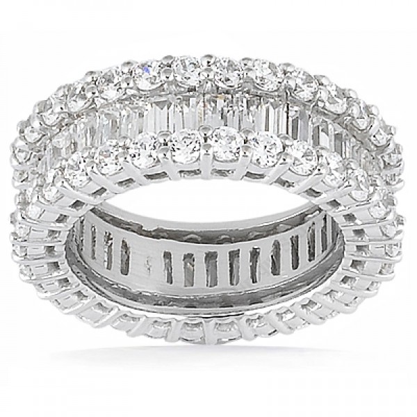 6.38 ct Round cut Baguette Diamond Eternity Band Channel