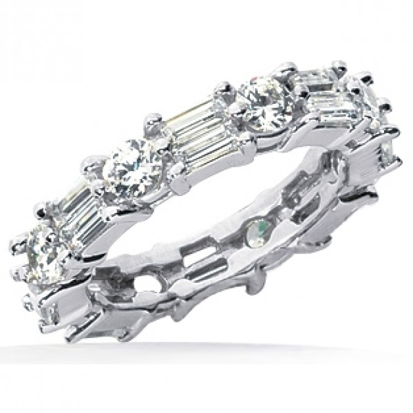 2.96 ct Round cut Baguette cut Diamond Eternity Wedding Band