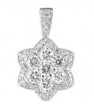 14k White Gold Round Diamond Pendant,  2.29 tcw