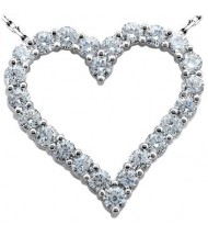 Heart Shape Round Diamond Pendant,  0.20 ct Each,  4.00 tcw